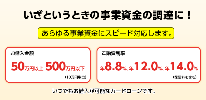 いざというときの事業資金の調達に！