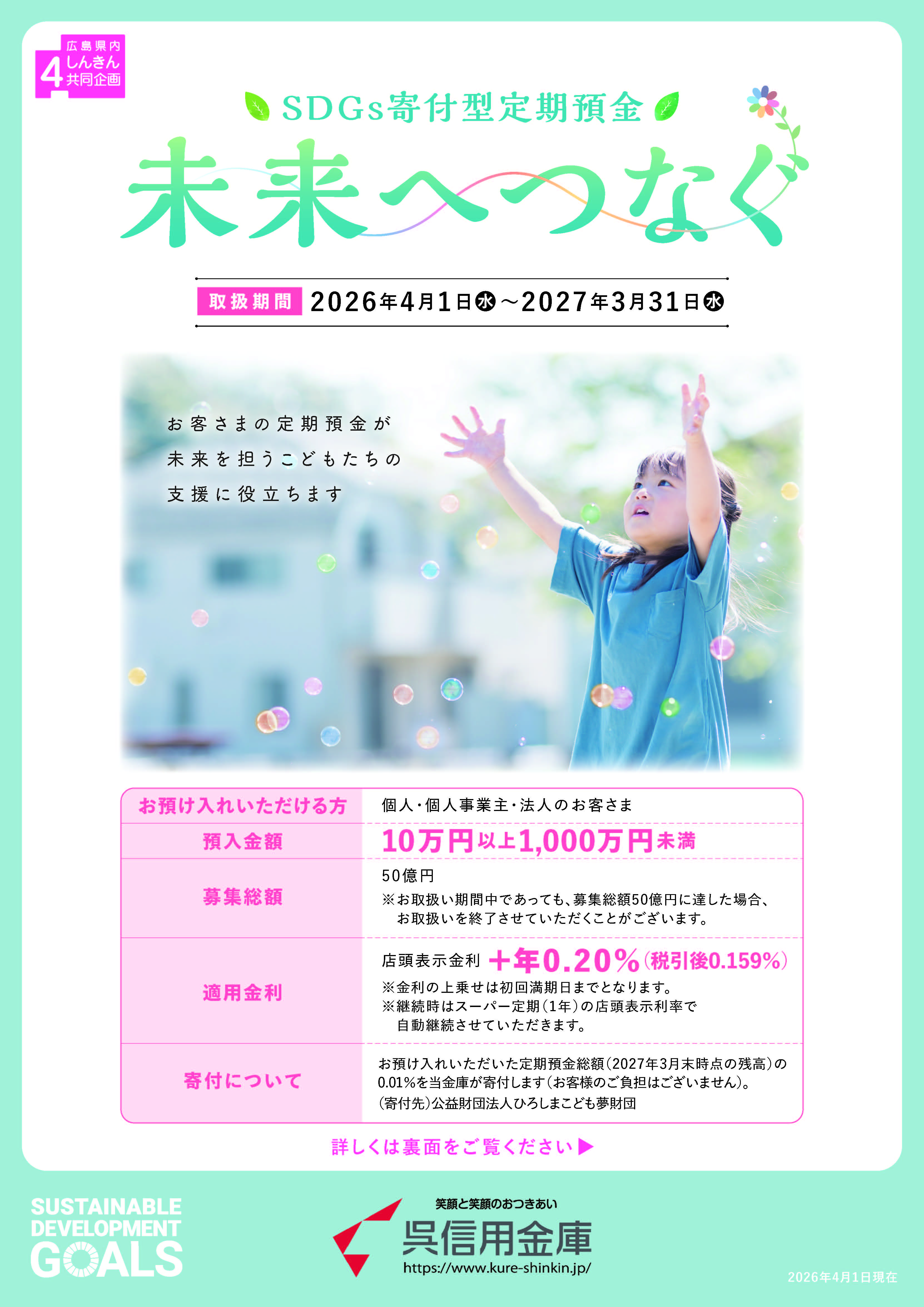 SDGs寄付型定期預金「未来へつなぐ」キャンペーン